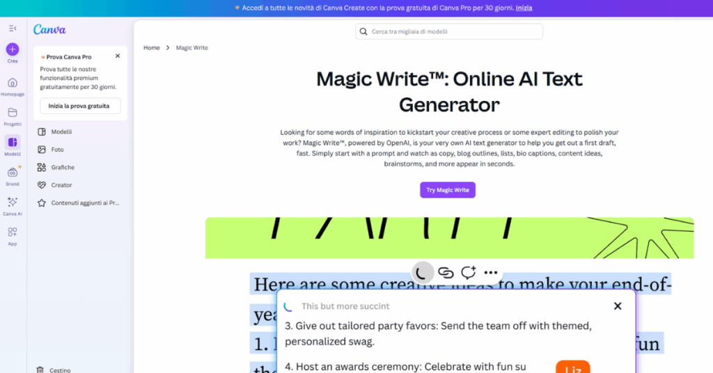 Canva Magic Write