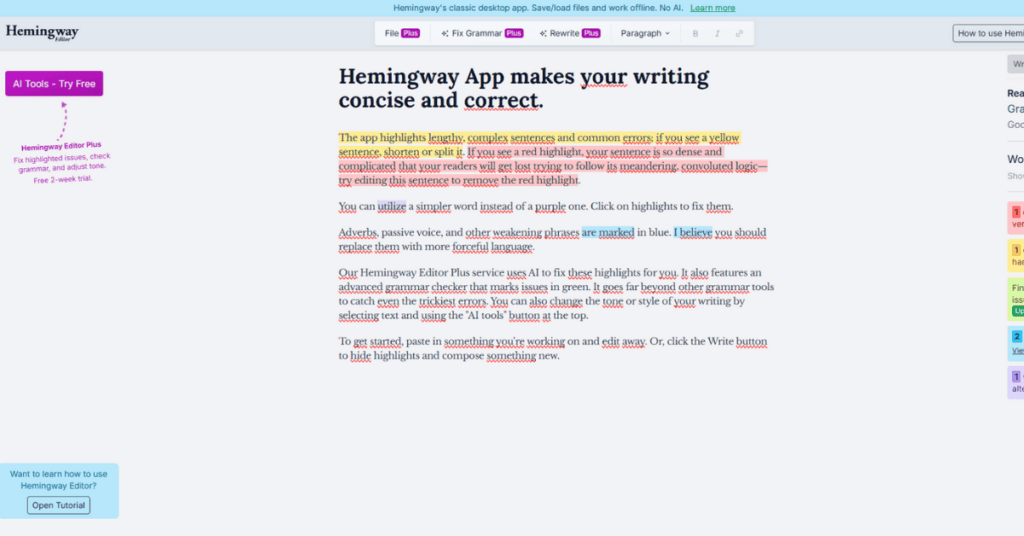 Hemingway App